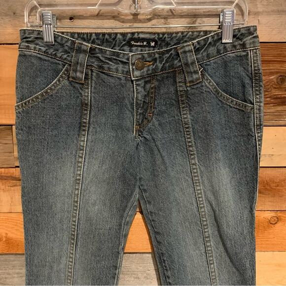 VINTAGE Y2K Frankie B Retro Flare Low-Rise Center Seam Jeans Dark Wash Size 4 - Picture 3 of 11